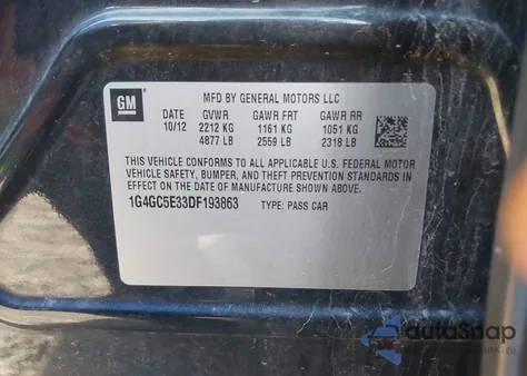 2013 Buick Lacrosse Leather Group из США, поврежденный, VIN 1G4GC5E33DF193863